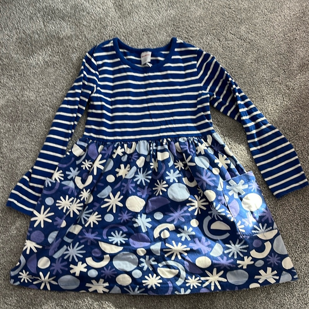 Floral and striped long sleeved dress